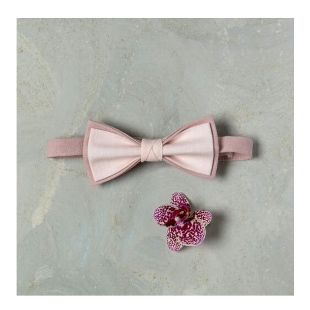 Blush Linen Bow tie